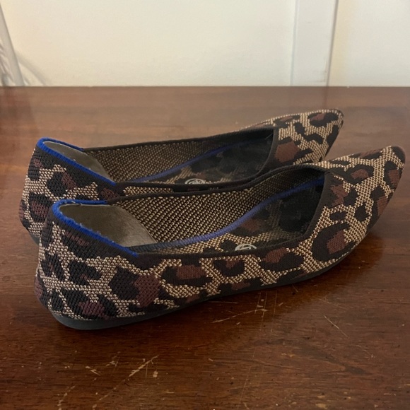 Rothy's Leopard Print Flats with Blue Trim - Picture 3 of 7